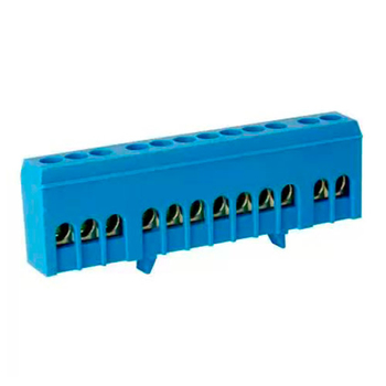 Шина TS-0609H 12 way в синем корпусе Энергия, 10 шт - Электрика, НВА - Щитки и аксессуары для монтажа - Шины нулевые - магазин электрооборудования amperomvolt.ru